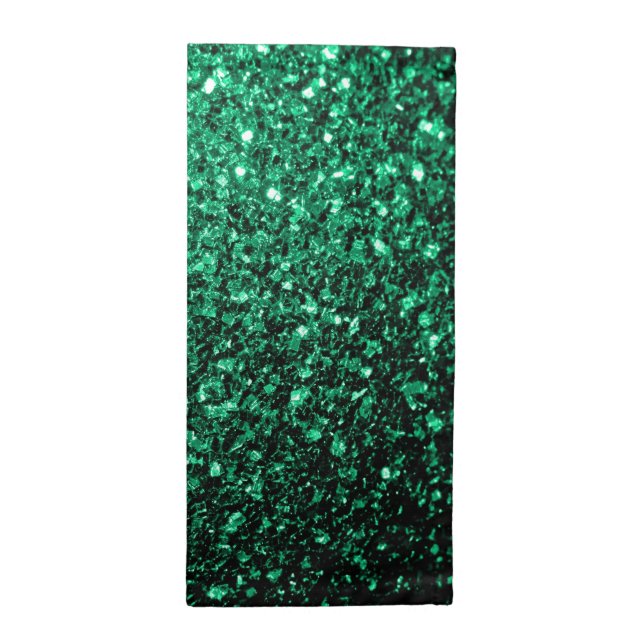 Emerald Green faux glitter sparkles Cloth Napkin (Half Fold)