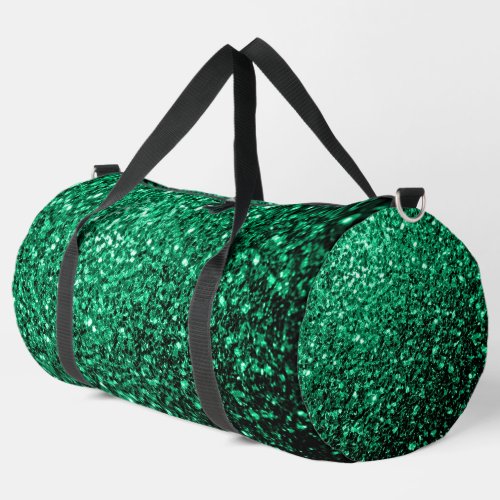 Emerald green faux glitter sparkles duffle bag
