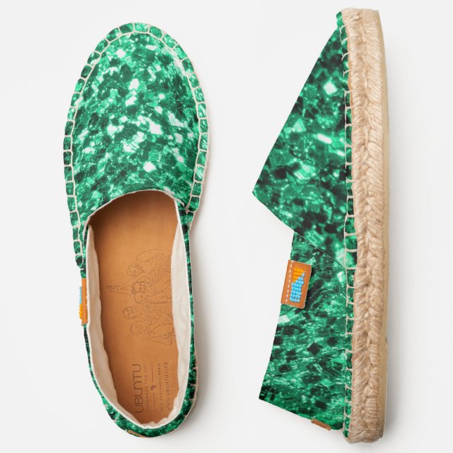 Emerald Green faux glitter sparkles Espadrilles (Side)