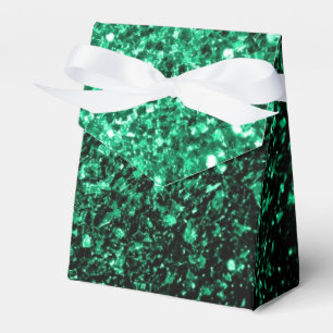Emerald Green faux glitter sparkles Favor Boxes