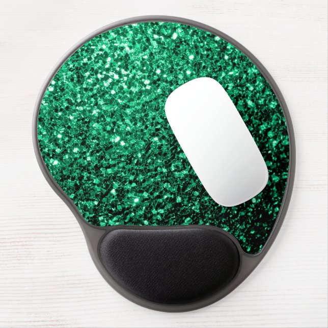 Emerald Green faux glitter sparkles Gel Mouse Pad (Left Side)