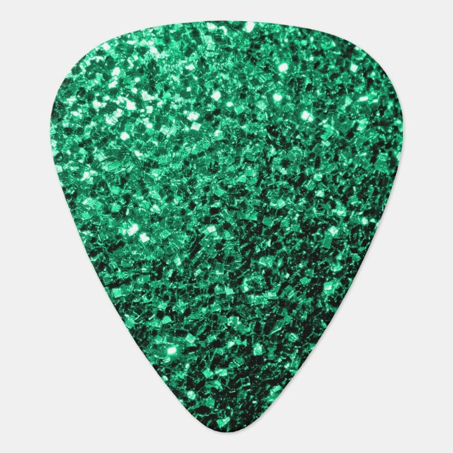 Emerald Green faux glitter sparkles Guitar Pick (Front)