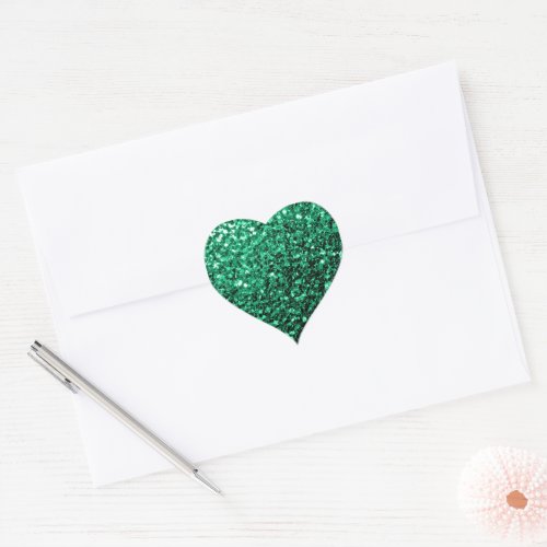 Emerald Green faux glitter sparkles Heart Sticker