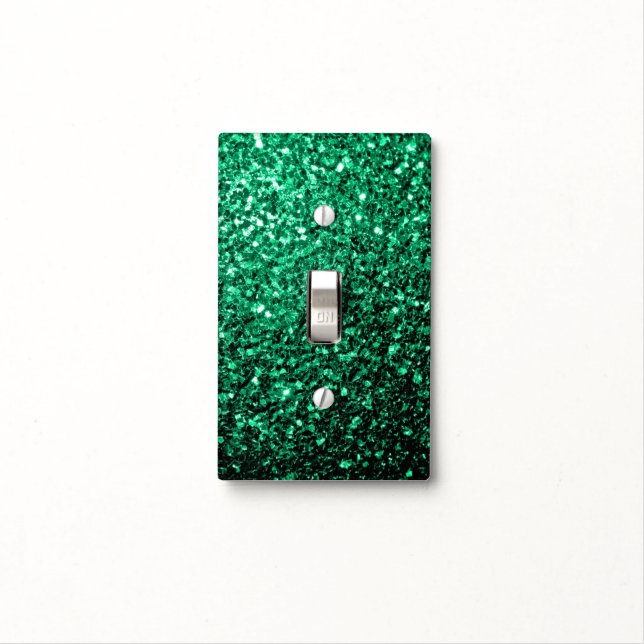 Emerald Green faux glitter sparkles Light Switch Cover (In Situ)
