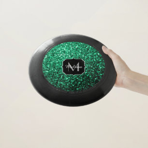 Emerald Green faux glitter sparkles Monogram Wham-O Frisbee