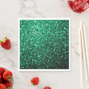 Emerald Green faux glitter sparkles Napkins