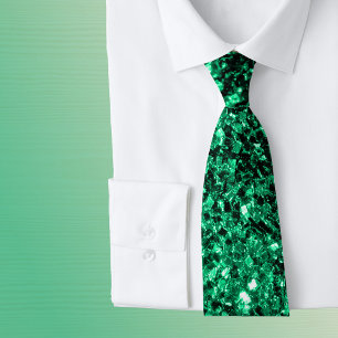 Emerald Green faux glitter sparkles Neck Tie