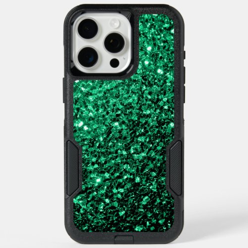 Emerald green faux glitter sparkles iPhone 15 pro max case