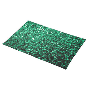 Emerald Green faux glitter sparkles Placemat