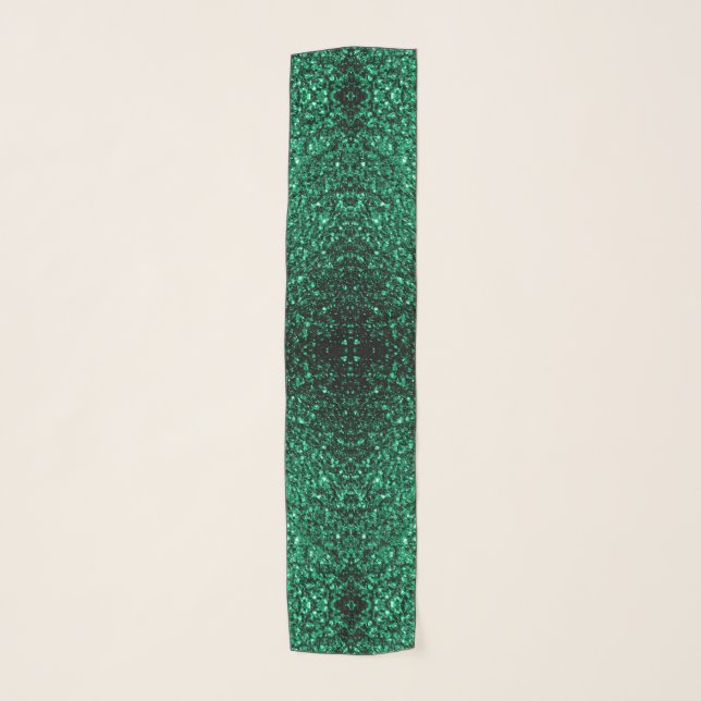 Emerald Green faux glitter sparkles Scarf (Front)