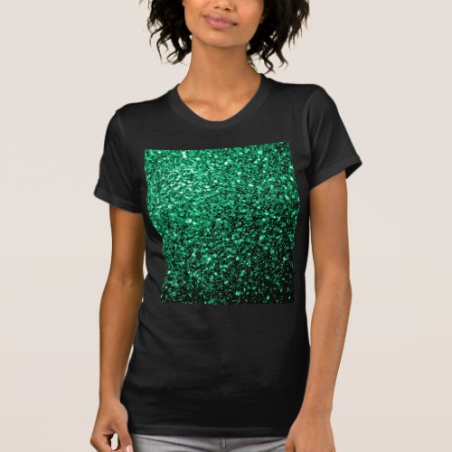 Emerald Green faux glitter sparkles T_Shirt