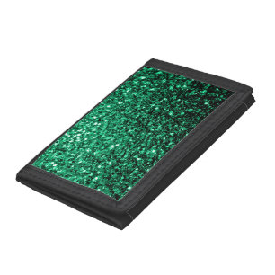 Emerald Green faux glitter sparkles Trifold Wallet