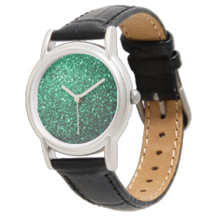 Emerald Green faux glitter sparkles Watch