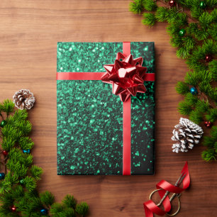 Emerald Green faux glitter sparkles Wrapping Paper