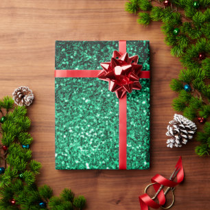 Emerald Green faux glitter sparkles Wrapping Paper