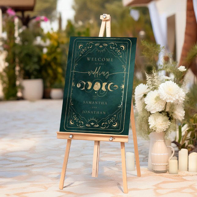 Emerald Green & Faux Gold Celestial Wedding Sign (Creator Uploaded)