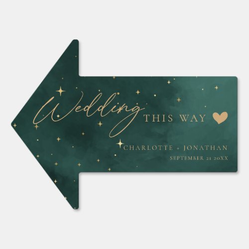 Emerald Green  Faux Gold Tarot Celestial Wedding Sign