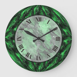 Emerald Green Faux Marble Wall Clock