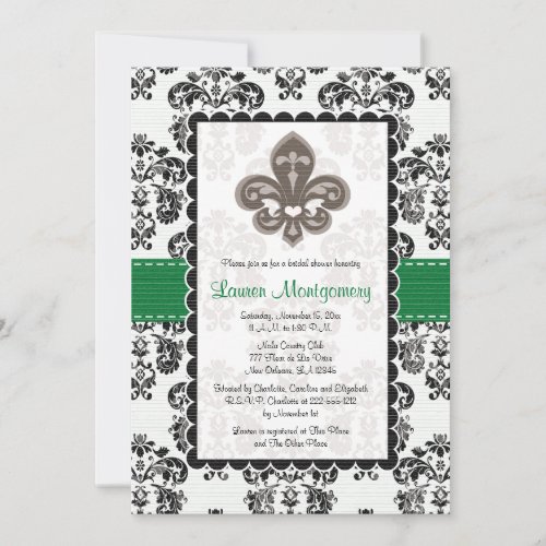 Emerald Green Fleur de Lis Bridal Shower Cards