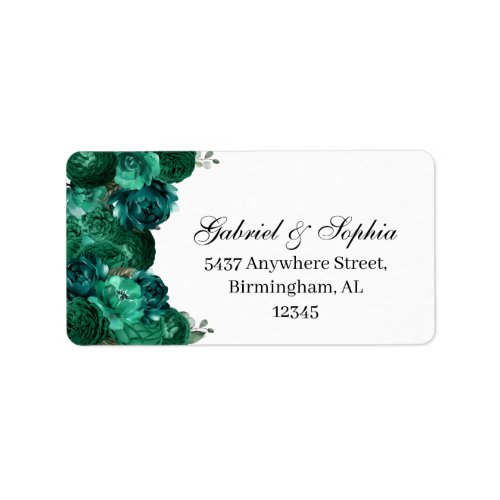 Emerald Green Floral Address Label