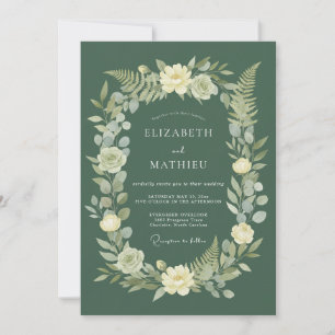 Emerald Green Floral Botanical Wedding Invitation