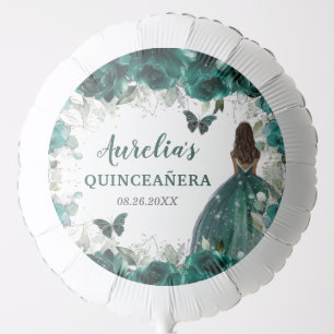 Emerald Green Floral Brown Princess Butterflies Balloon