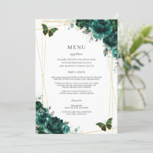 Emerald Green Floral Butterflies Quinceanera  Program