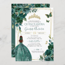 Butterfly Emerald Green Quinceañera Invitations - Enchanted Forest