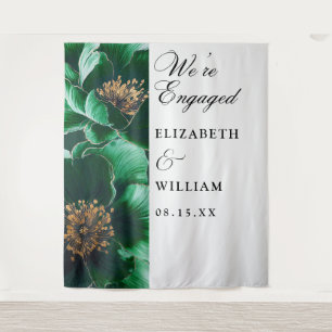 Emerald Green Floral Engagement Party Backdrop 