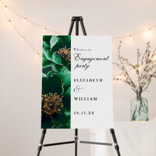Emerald Green Floral Engagement Party Welcome Sign
