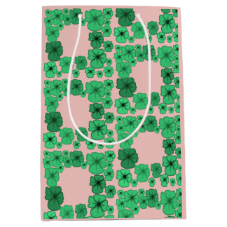 Emerald Green Floral Frame Pattern Gift Bag