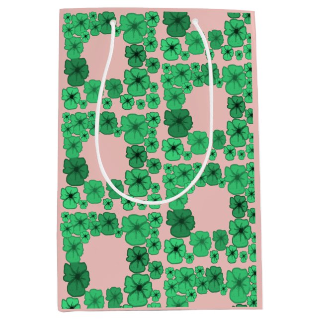Emerald Green Floral Frame Pattern Gift Bag (Front)