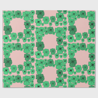 Emerald Green Floral Frame Pattern Wrapping Paper