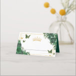 Emerald Green Floral Gold Butterflies Quinceañera Place Card<br><div class="desc">These lovely place cards feature pretty emerald green flowers and green and gold butterflies. PS:  These place cards cannot be personalized individually,  as a minimum pack comes in 25 cards with the same design. Matching items available in store. (c) Somerset Fine Paperie</div>