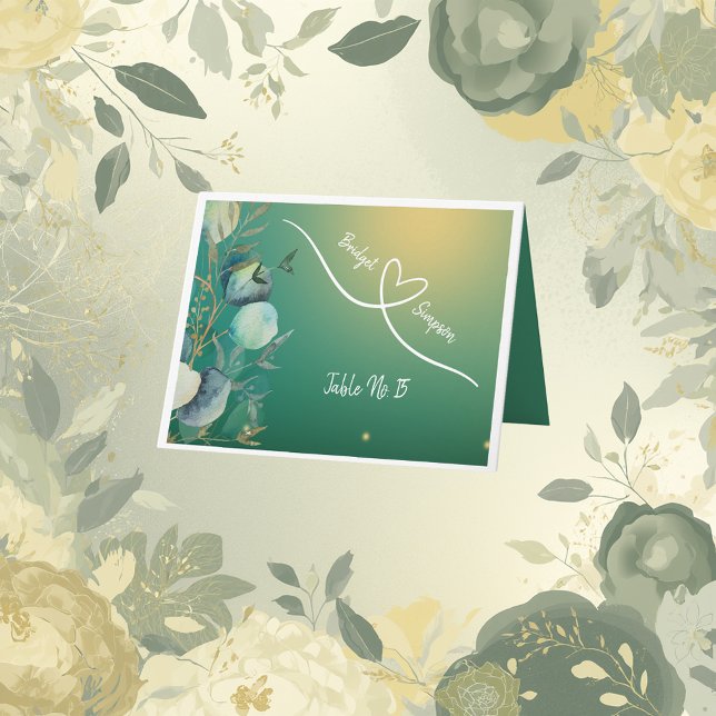 emerald green floral guest Seating Cards (Creator Uploaded)