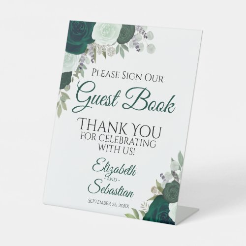 Emerald Green Floral Please Sign Our Guest Book