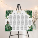 Emerald Green Floral Princess Quinceañera Seating  Foam Board<br><div class="desc">Personalize this pretty emerald green floral Quinceañera / Sweet 16 birthday landscape seating chart sign board easily and quickly. Simply click the customize it further button to edit the texts, change fonts and fonts colors. Featuring a girl dressed in a beautiful emerald green dress, chic emerald green flowers and an...</div>
