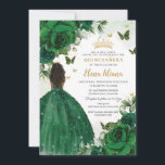 Emerald Green Floral Princess Quinceañera Sweet 16 Invitation<br><div class="desc">Personalize this elegant emerald green floral Quinceañera / Sweet 16 birthday invitation easily and quickly. Simply click the customize it further button to edit the texts, change fonts and fonts colors. Featuring emerald green roses, butterflies and a girl dressed in a glittery emerald green ball gown. Matching items available in...</div>