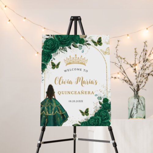 Emerald Green Floral Princess Quinceaera Welcome Foam Board