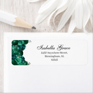 Emerald Green Floral Return Address Label