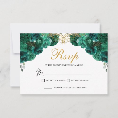 Emerald Green Floral RSVP Enclosure Card