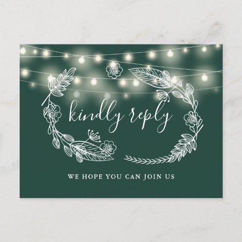 Emerald Green Floral Song Request RSVP Card