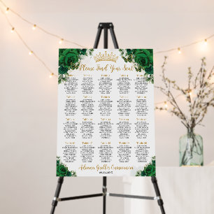 Emerald Green Floral Sweet 16 Quinceanera Seating Foam Board