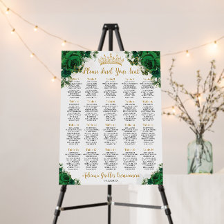 Emerald Green Floral Sweet 16 Quinceanera Seating Foam Board