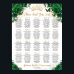 Emerald Green Floral Sweet 16 Quinceanera Seating Poster<br><div class="desc">Personalize this elegant emerald green roses floral Quinceañera / Sweet 16 birthday seating chart sign poster easily and quickly. Simply click the customize it further button to edit the texts, change fonts and fonts colors. Featuring beautiful emerald green roses and emerald and gold butterflies. Perfect for Quinceañeras, Sweet 16s, birthday...</div>