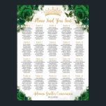 Emerald Green Floral Sweet 16 Quinceanera Seating Poster<br><div class="desc">Personalize this elegant emerald green roses floral Quinceañera / Sweet 16 birthday seating chart sign poster easily and quickly. Simply click the customize it further button to edit the texts, change fonts and fonts colors. Featuring beautiful emerald green roses and emerald and gold butterflies. Perfect for Quinceañeras, Sweet 16s, birthday...</div>