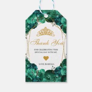 Emerald Green Floral Thank You Gift Tags