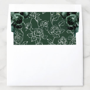 Emerald Green Floral Wedding Envelope Liner