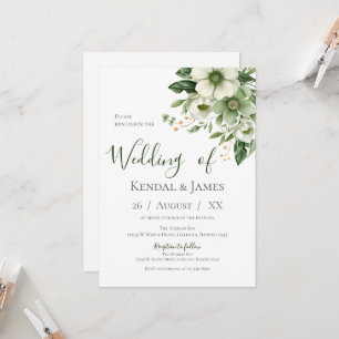 Emerald Green Floral Wedding Invitation
