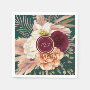 Emerald Green Floral Wedding Napkins